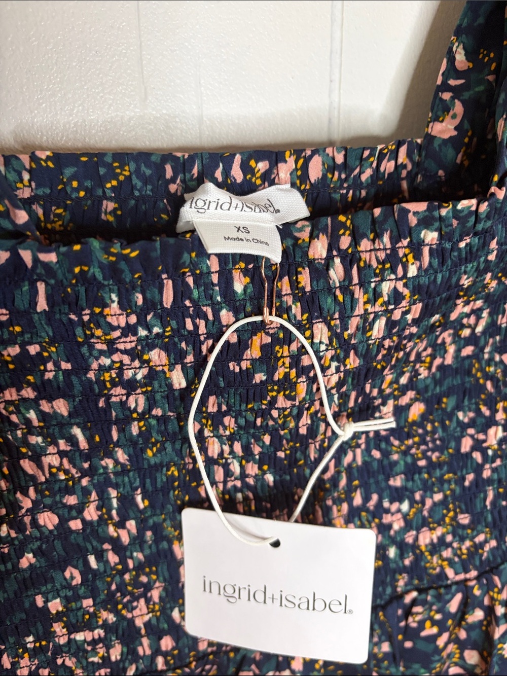Ingrid & Isabel Navy Floral Maxi Skirt with Pink and Yellow Accents